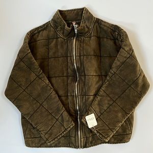 Free People Quilted Dolman Knitted Jacket dusted military size S